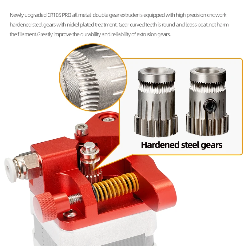 Recente Cr10 Pro Dupla Engrenagem Toda a Extrusora de Metal Ajustável Compressão da Mola Extrusão para Ender Cr10s Pro Peças de Impressora 3d Mais - Imagem 6