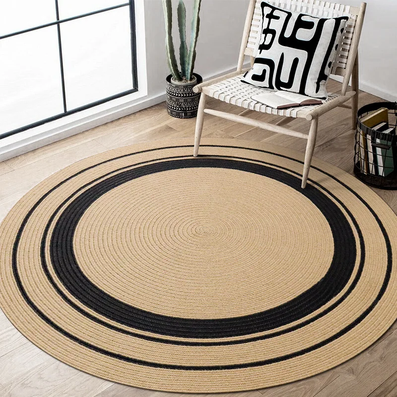 Living Room Carpet Home Decoration Natural Jute Hand Woven Bedroom Rug Fashion Minimalism Wear-resistant Durable Breathable Mat