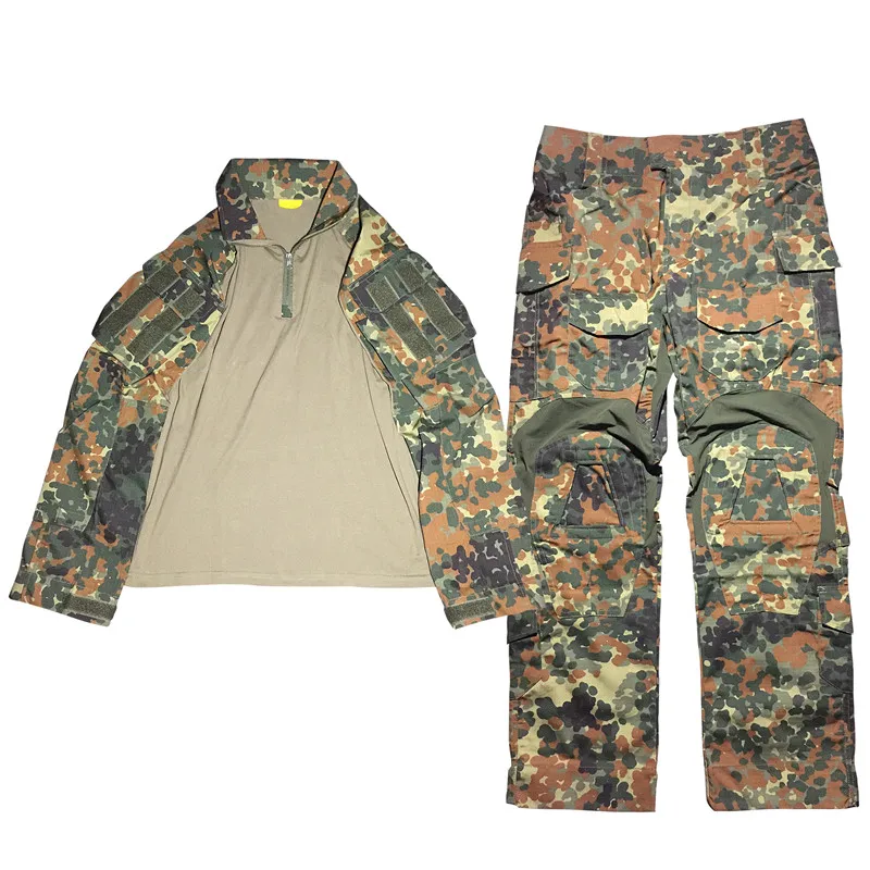 Gen3 Flecktarn G3 Frog Suit German Jungle Spotted Camouflage Men's Tactical Combat Uniform Suit Airsoft BDU Hunting Dress Gear mens tactical suit
