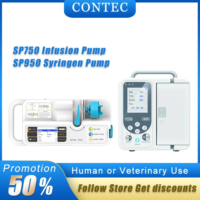 

CONTEC Brand SP750 Infusion pump SP950 Syringe Pump LCD real-time Alarm Rechargable battery（Human or Veterinary Use)