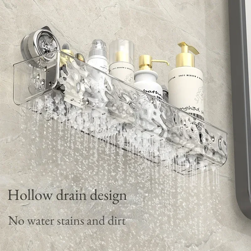 Shower Room Suction Cup Storage Shelf Basket Home Bathroom Organizer floating Shelf Decorative Easy Install Bathroom Accessories 4