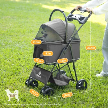 Wedyvko Luxury Detachable Pet Stroller Light Cup Holder Design Four-wheeled Universal Wheel Dog Cart Outdoor Travel Carrying Bag 2