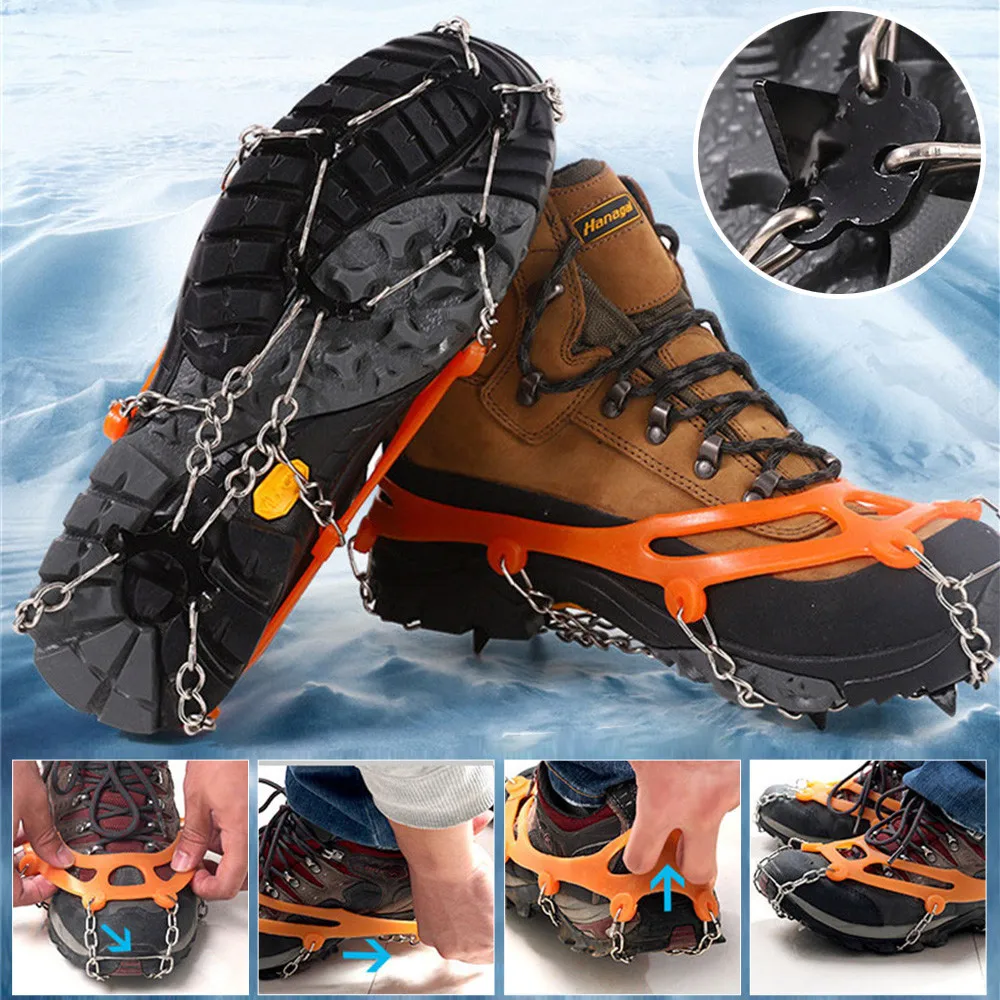 IceSnowShoeDurableStainlessSteelSnowAntiskidShoeCoverOutdoorMountaineeringShoe