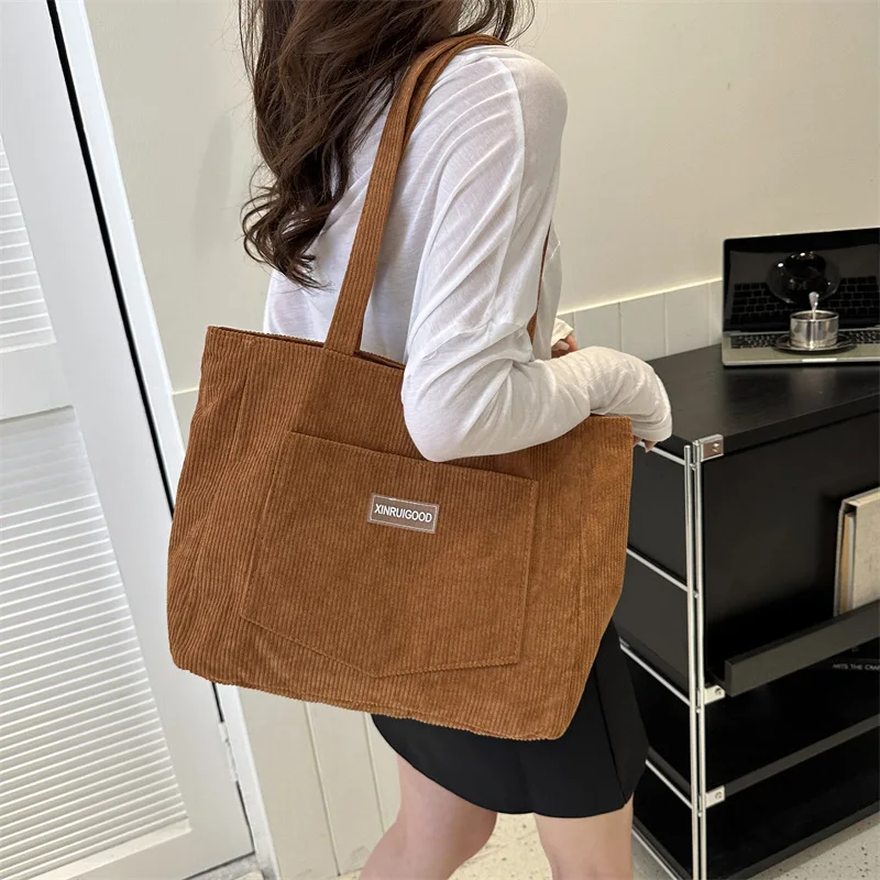 2025 Corduroy Shoulder Bag Women's Large Capacity Tote Casual Versatile Underarm Purse & Handbag Fashion Essentials