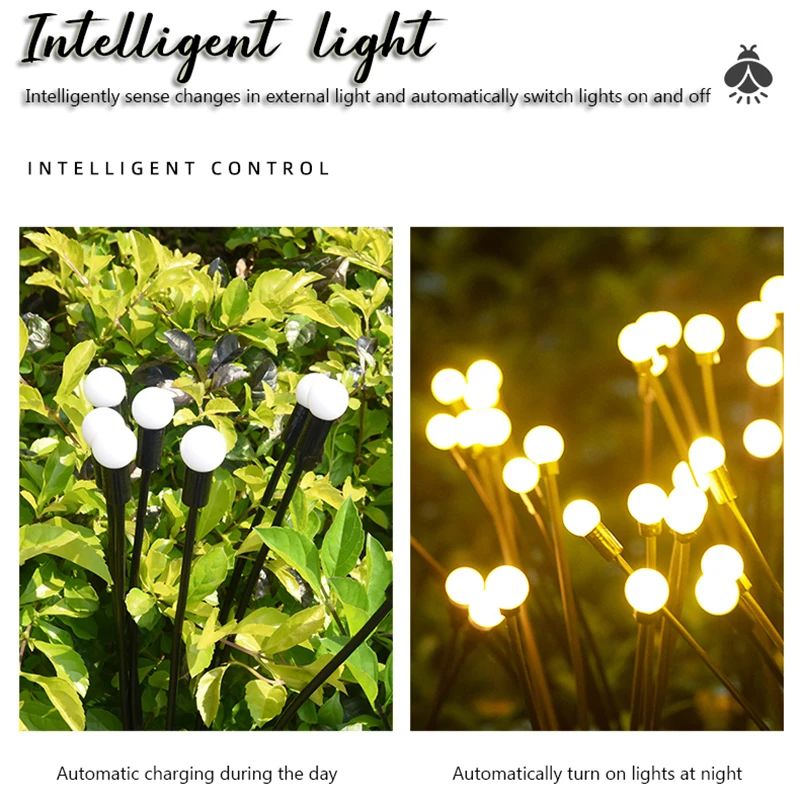 6/8/10 LED Solar Garden Light Powered Firefly Light Outdoor Waterproof Garden Decorative Landscape Light Fireworks Lawn Light 5