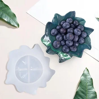 New Leaf Plate Epoxy Resin Mold Fruit Candy Nut Storage Dish Silicone Mould DIY Crafts Jewelry Organizer Trinket Holder Mold 2