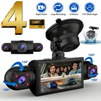 Caméra de tableau de bord de voiture 4 canaux boîte noire caméra de conduite FHD 1080P avant gauche droite arrière Vision nocturne enregistrement en boucle ajouter kit de fil dur 1