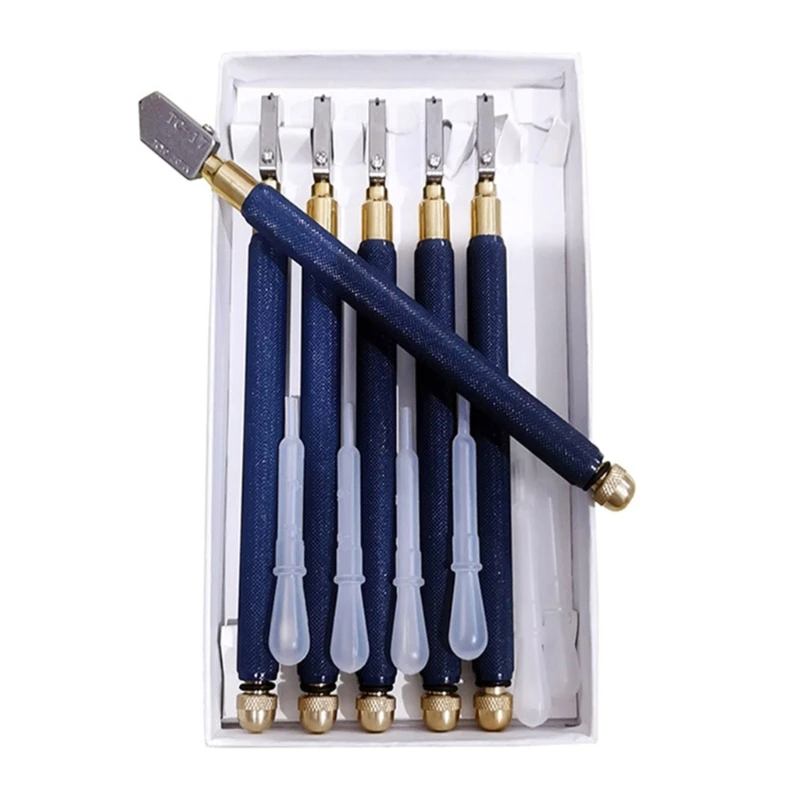 

6pcs/Set TC-17 Oil Glass Cutters Metal Handle Diamond Straight Head Cutting Tool 5-12mm Suitable for Cutting Glass Drop Shipping