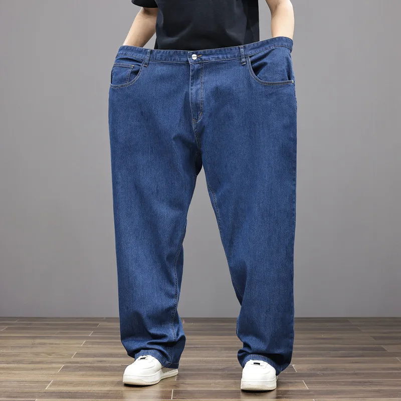 Denim Trousers Men Plus Size Loose Straight Summer
