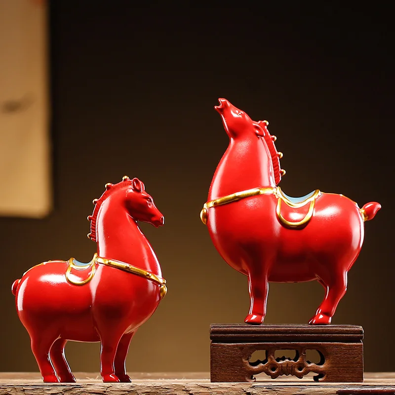 Chinese Style Creative Tangma Ceramic Ornaments Gift Crafts Horse To Success Desktop Living Room Study Room Decoration