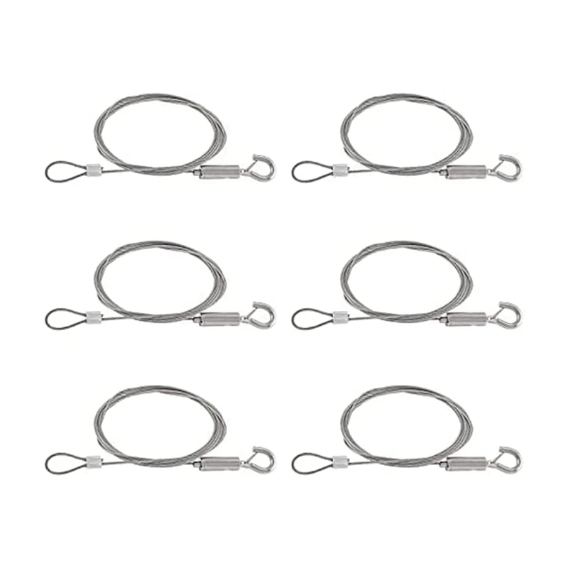 

6 PCS Heavy Duty Stainless Steel Wire Rope, 2M Adjustable Picture Hanging Wire For Mirror Hanging Hardware Light Lamp