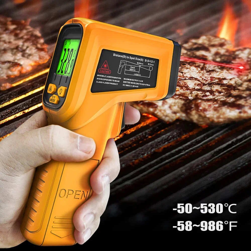 Digital Thermometer BSIDE Infrared Thermometer -50~530C Professional 12:1 Digital IR-LCD Temperature Meter Non-contact Laser Thermometers Pyrometer