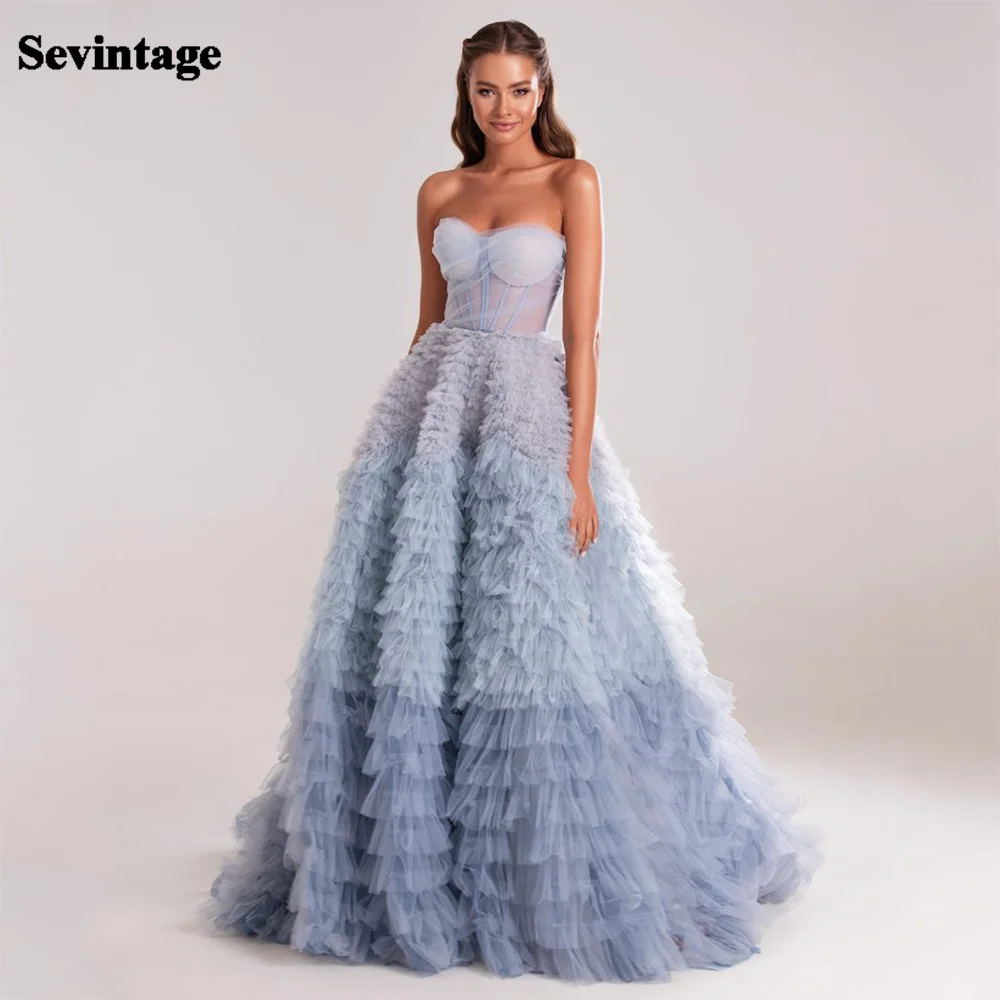 Women Prom Dresses Tiered Ruffles Tulle