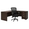 L Shaped Desk with Mobile File Cabinet & High Back Office Chair Bundle Ergonomic Design Mocha Cherry Color Adjustable Comfort. 1