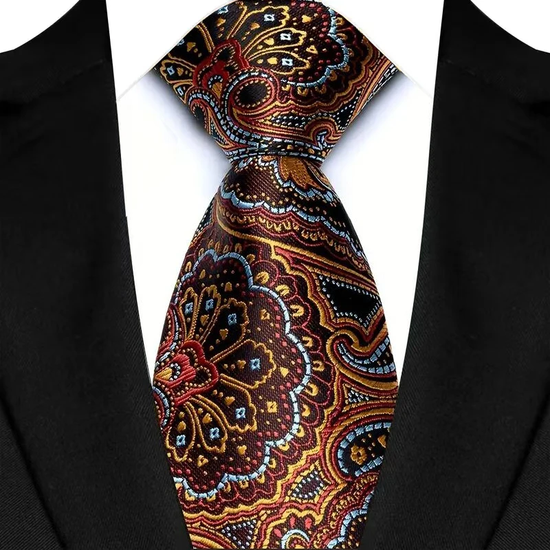 Anmutige Paisley-Polyester-Krawatten, 8 cm, rot, blau, Krawatten für Gruppe, Party, Büro, Hemd, Anzug, Kragen, Zubehör, dekorativ – Detail 10