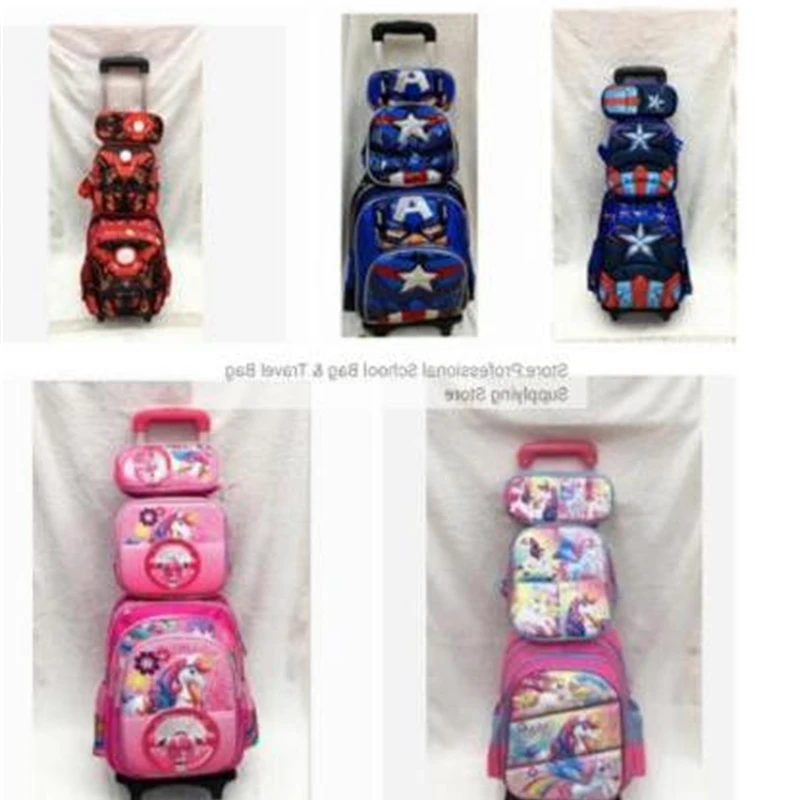 

kids school trolley bags wheeled Backpack set Children backpack with Wheels Trolley Bag For School Rolling backpack Bag For girl