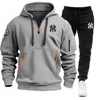 Tracksuit Mens Sets Hoodie + Pants Two-piece Multi-pocket Zipper High Quality Autumn Winter Sportswear Fashion Suit Men Clothing 2