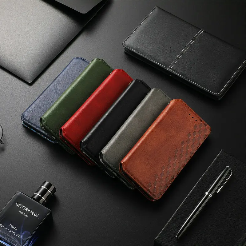 Luxury Magnet Leather Texture Wallet Case Flip Cover