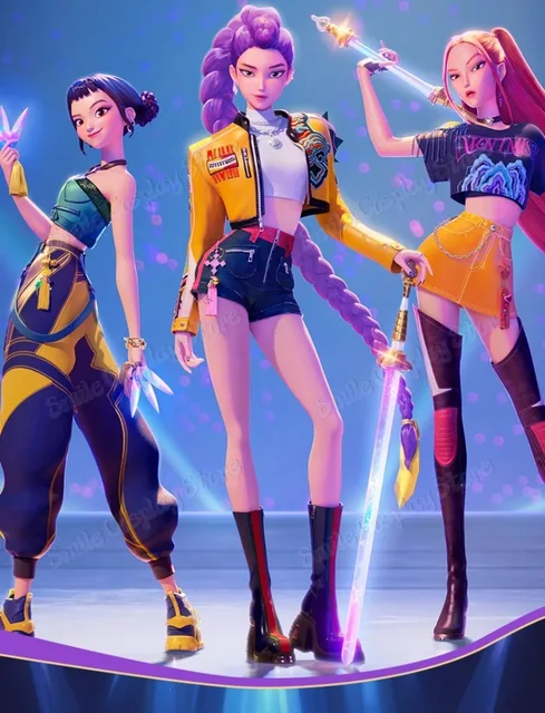 Kpop Demon Hunters Costume Cosplay, Ensemble Complet Costume Halloween Avec Accessoires Derss Up Pour 3-12 Ans