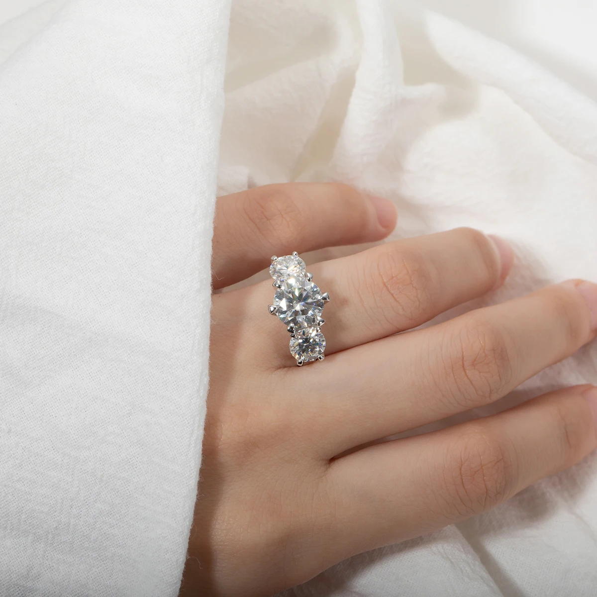 Anello Donna Jiangyue Placcato Rodio Con Grande Zircone Cubico AAA A Forma Di Cuore E Frecce, Taglia 6, Gioiello Trendy Per Feste - 5