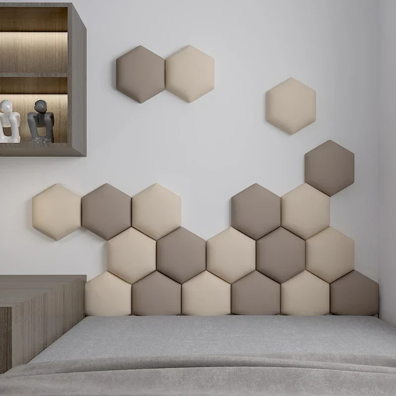3D Nordic Kids Room Loft Hexagonal Headboard Soft Bag Wall Sticker Tatami Bed Headboard Self-adhesive Wall Background Decal