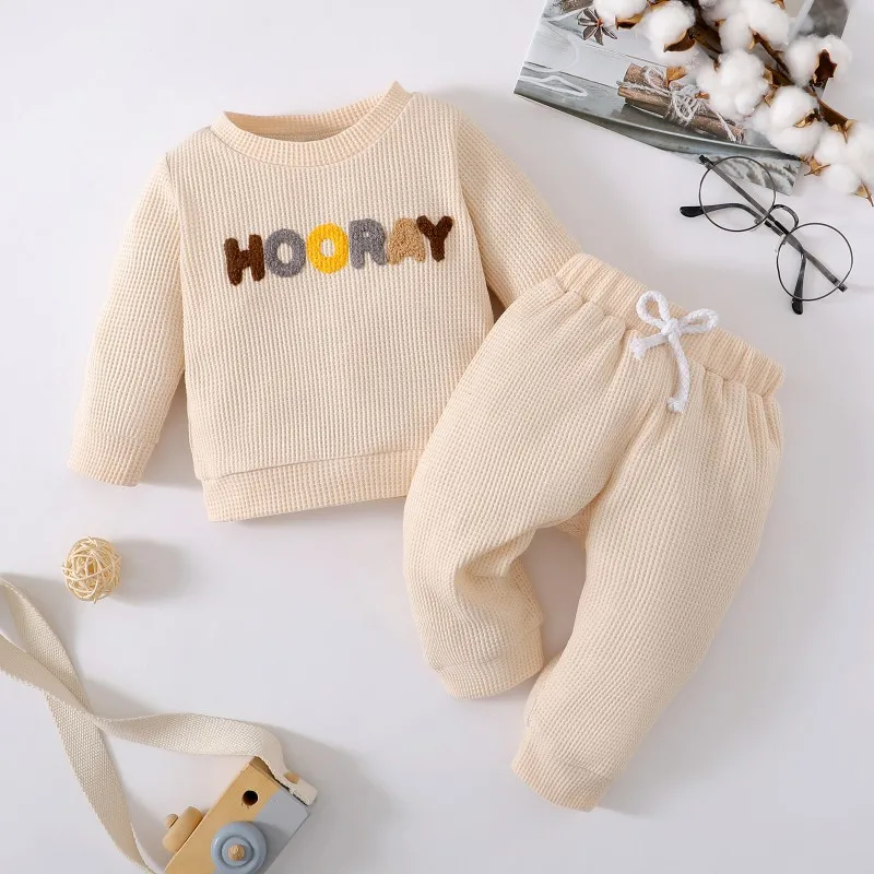 

Toddler Newborn Baby Boys Clothing Suits Autumn Spring Letter Print Long Sleeve Tops Elastic Waist Pants Kids Boy Clothes
