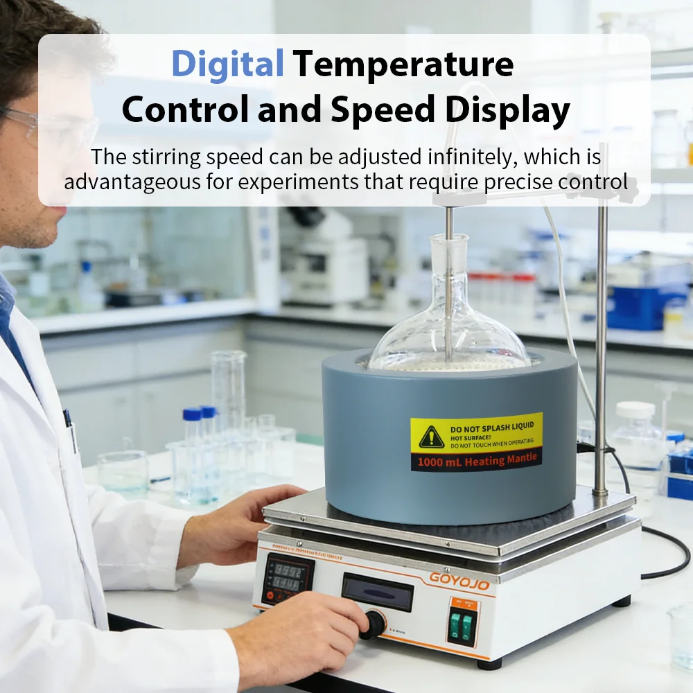 2 in 1 Digital Electric Heating Mantle 1000ml Magnetic Stirrer Hot Plate Lab The