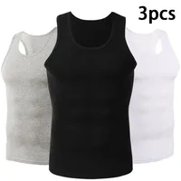 3pcs Pure Cotton Men Four Seasons Vest Teenagers Simple Fit Sports Fitness T-shirt Middle-aged Casual Sleeveless Tops L-4XL