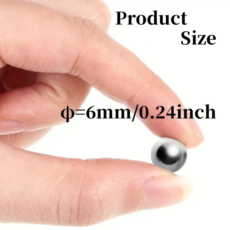 High-Carbon Steel Spherical Beads - 200 Solid Smooth Pieces, 6mm