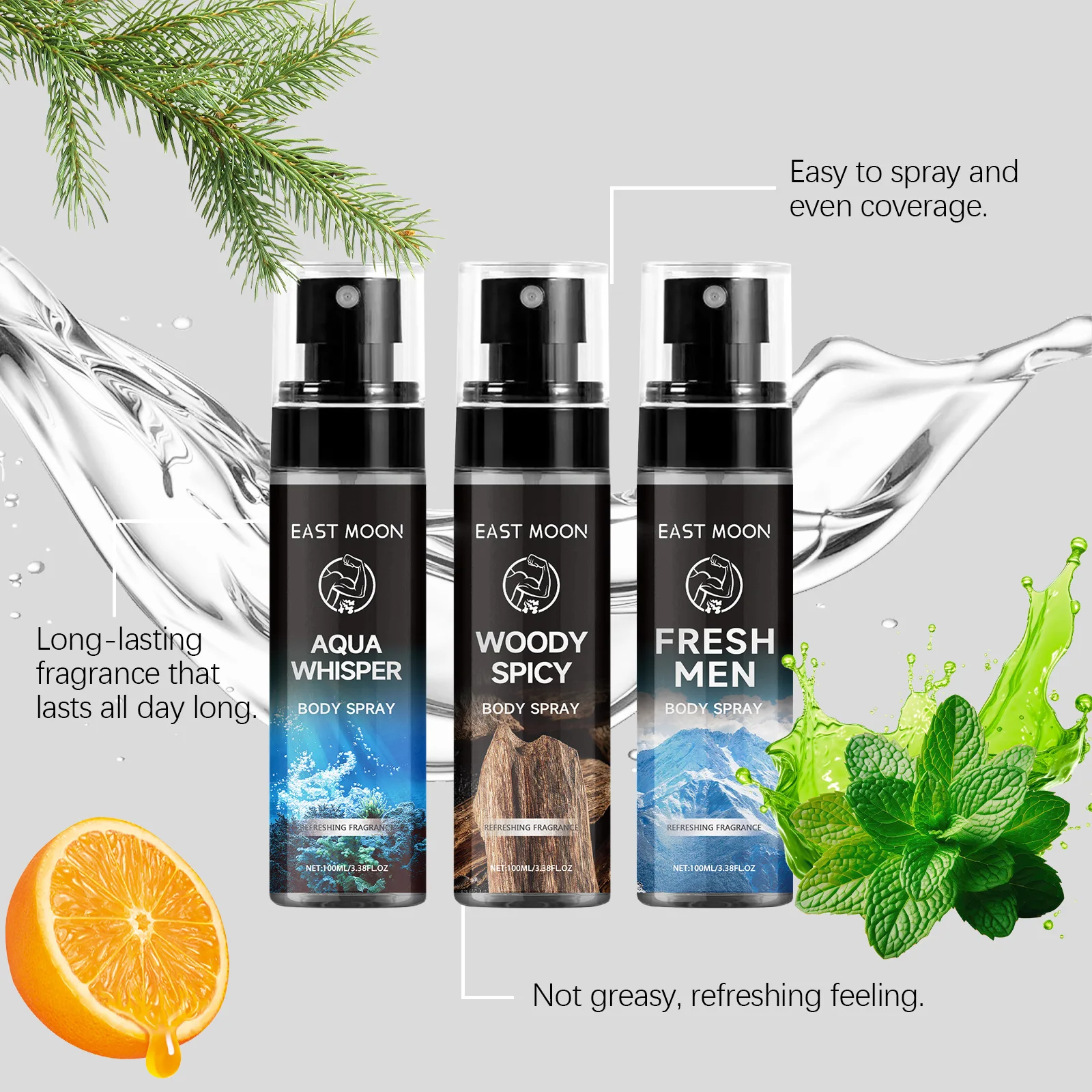 Men's Body Spray Series Refreshing Sweat-removing and Long-lasting Fragrance Portable Elegant and Fresh Niche Deodorant for Men