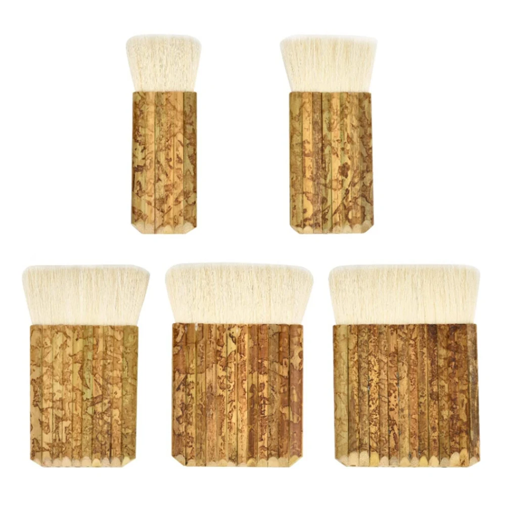 

New 5 Size Hake Blender Brush, Bamboo Handle Brushes Wide Wool Brushes Watercolor Brushes For Kiln Wash, Dust Cleaning