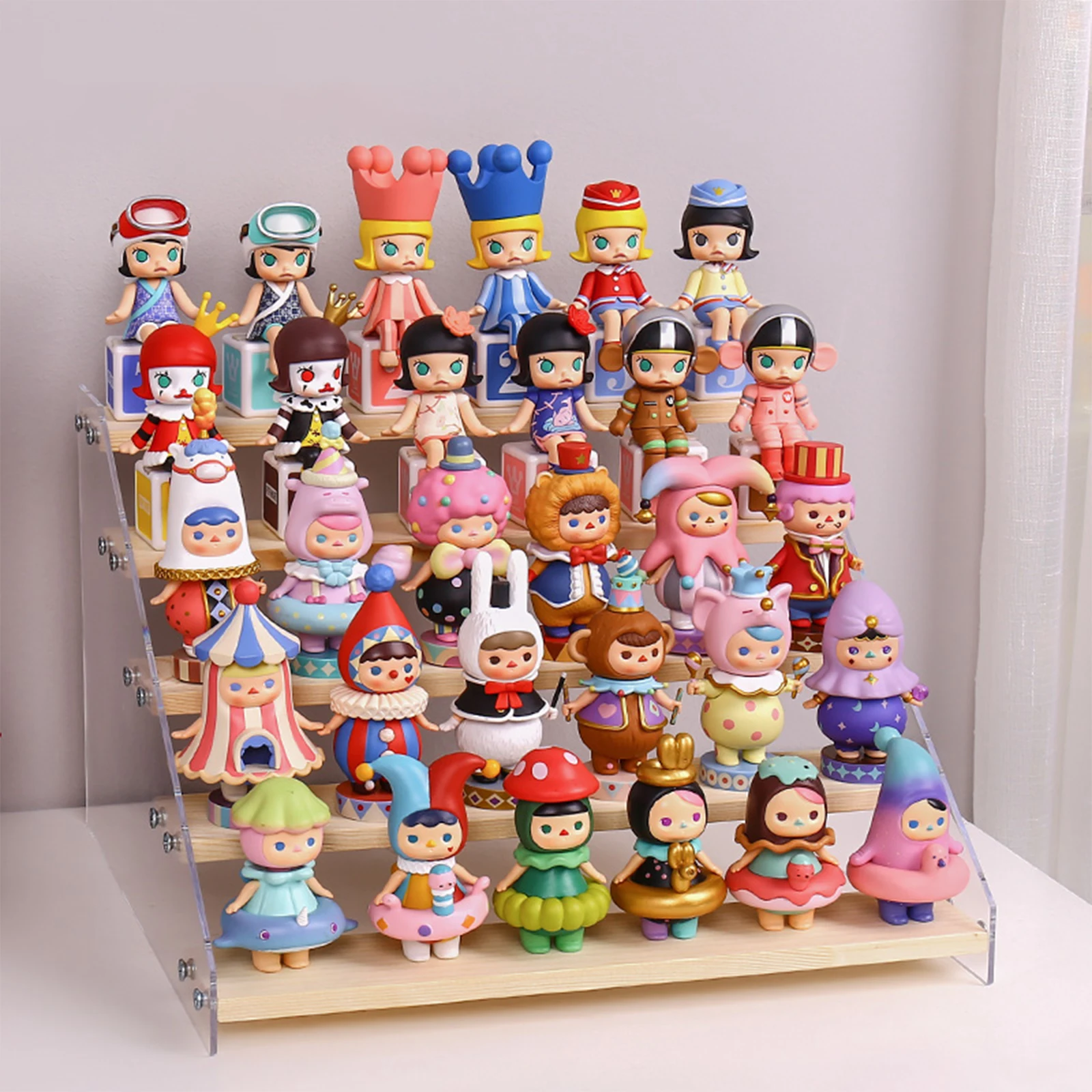 

Display Stand Organizer 4 Layer 4 / 5 -Step Shelf Space Saver For Figurines Cosmetics Kitchen Wooden Ladder Storage Rack