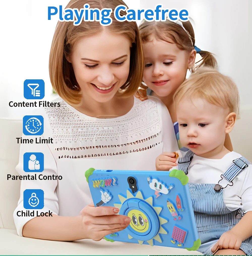 New 7.0-inch Kids Tablet Android 4GB RAM, 64GB ROM, 1TB expansion support for Google Bluetooth children's software, Android 9 3