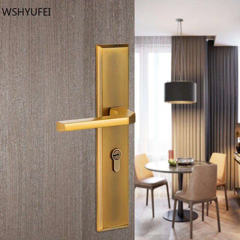 

Modern Interior Bedroom Door Lock Mute Fashion Black Door Handle Aluminum Alloy Lock Core Anti-theft Furniture Hardware