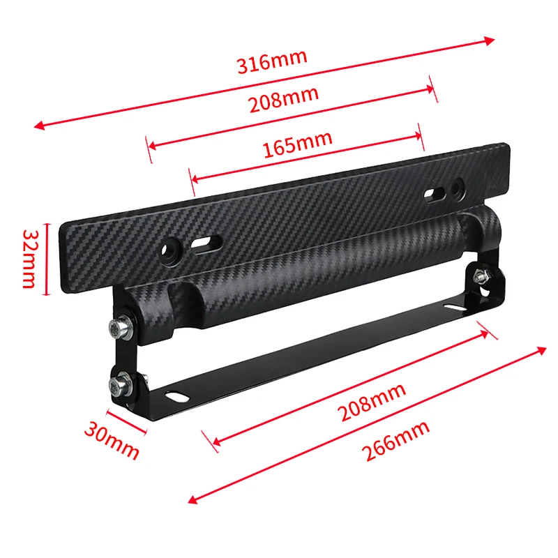 1PCS Car License Plate Frame Holder Carbon Fiber Number Plate Holder Adjustable Bracket Car Accessories