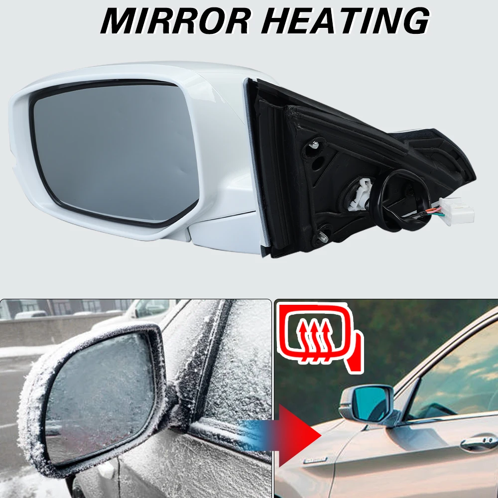 사이드 파워 히팅 미러, 혼다 어코드 2013-2015 백미러 방향 지시등, 카메라 미러, 화이트 커버 프레임 액세서리