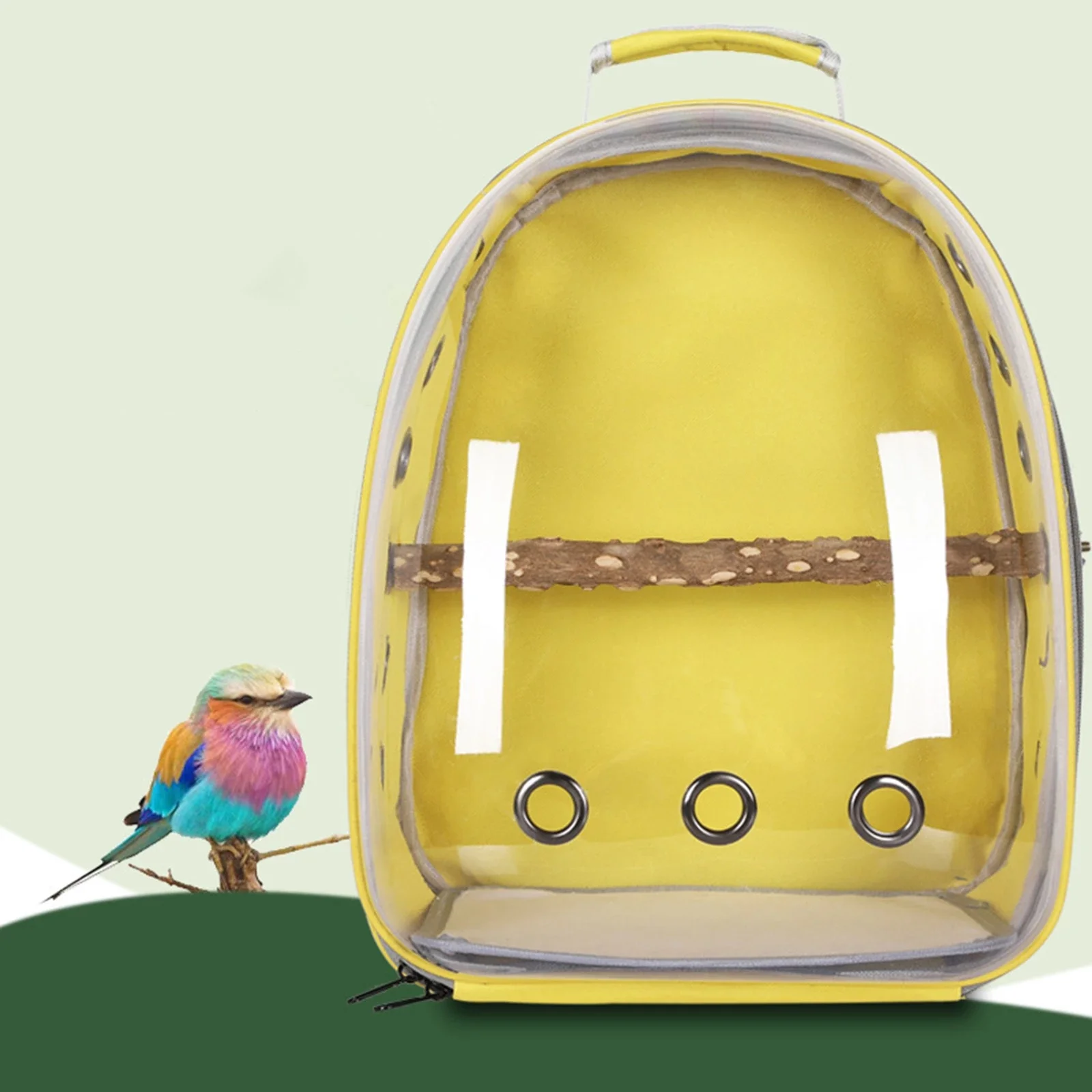 Pet Parrot Backpack Bag for Bird Carrier Travel Transparent Birdcage with Perch Stand Pet