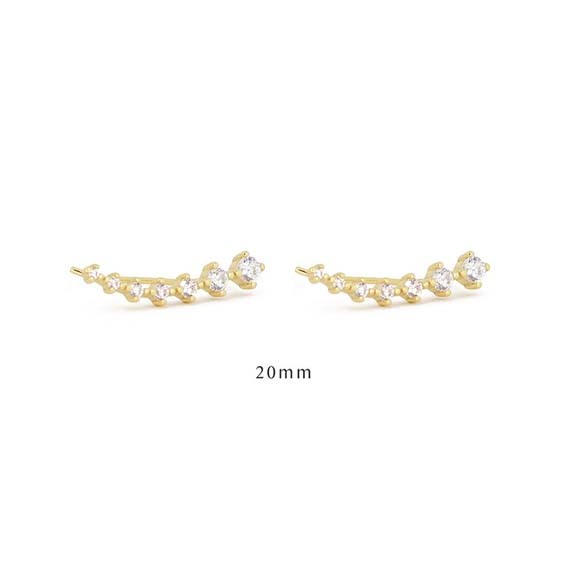925 Sterling Silver Dainty Cubic Zirconia Earring Climber Long Line Shape Ear Crawlers Stud Earrings Women Party Jewelry