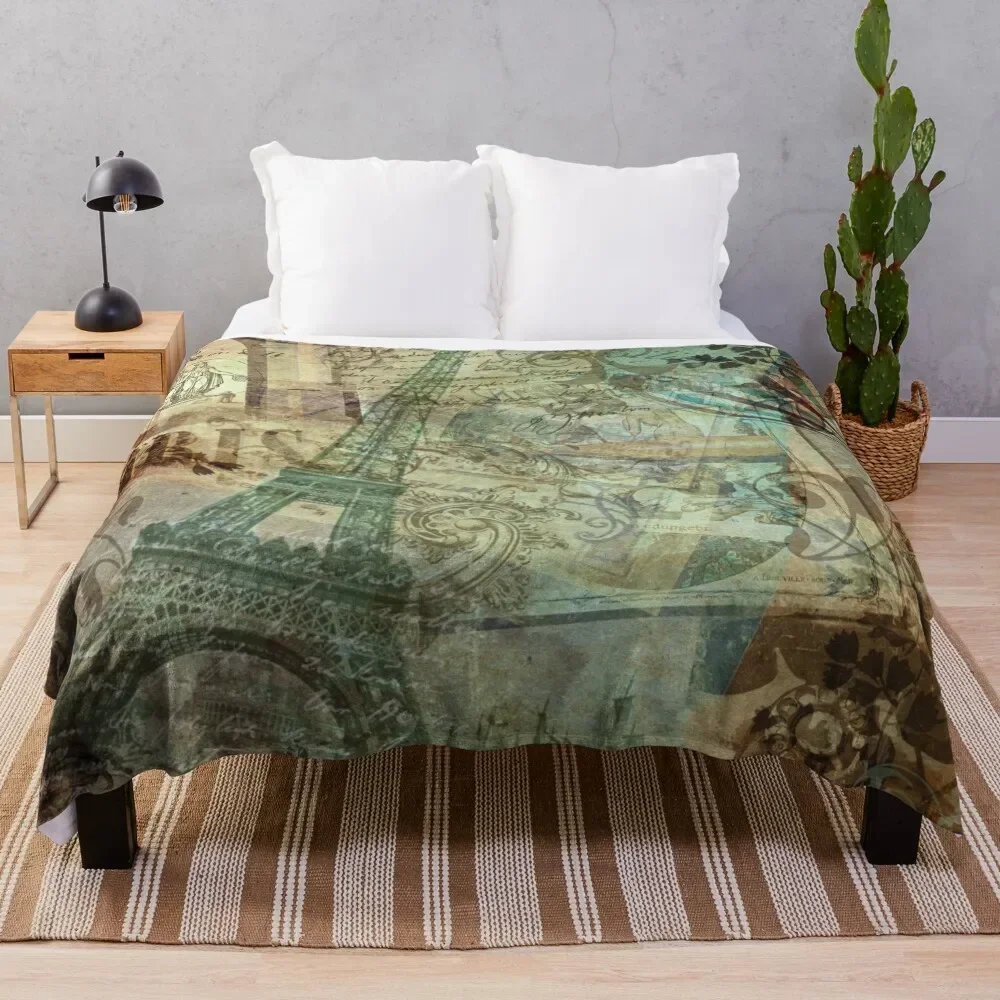 

Destination Paris Throw Blanket Bed linens Personalized Gift Tourist Hairy Blankets