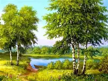  GATYZTORY DIY Painting By Numbers Landscape Tree Oil Painting Home Decor HandPainted Canvas Drawing Gift 