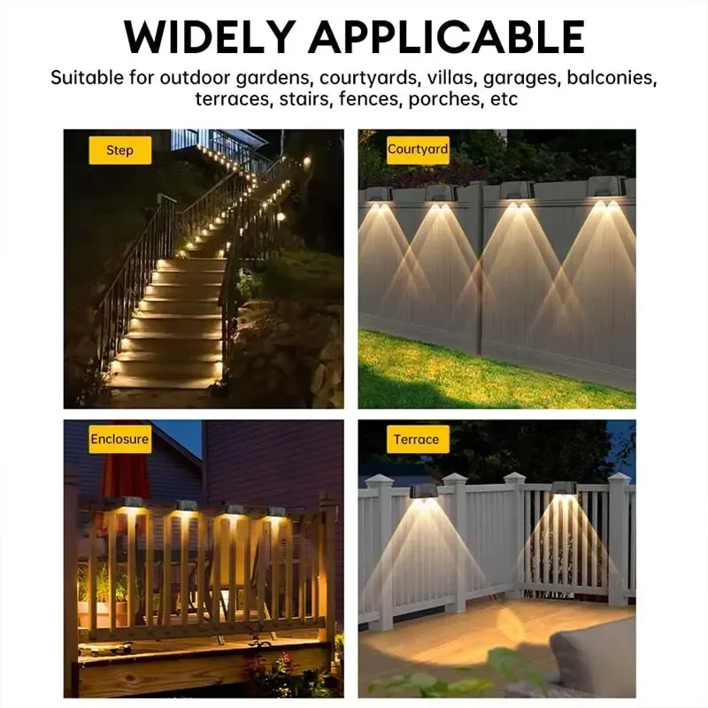 4/8Pcs LED Solar Lights Outdoor IP65 Waterproof Wall Lamps Stairs Atmosphere Light for Fence Garden Hallway Balcony Decor