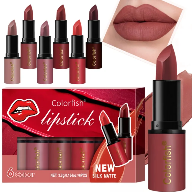 6 Teile/satz Samt Matt Lippenstift Set, wasserdichte, langlebige Antihaft-Cup Nude Lipgloss Set