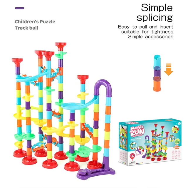 DIY Track Pipe  Building Blocks for Children Ball Circuit Marble Race Run Maze Balls Educational Toys Gift E Blocks 4