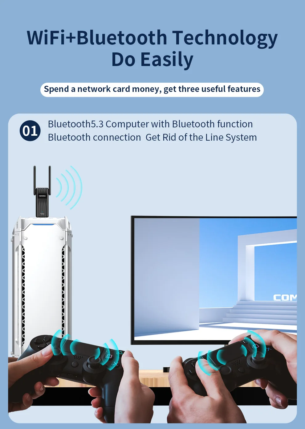 COMFAST WiFi 6 USB-Adapter 900 Mbit/s Dualband 2,4/5G Bluetooth 5.3 Free Drive RTL8851BU Netzwerkkarte für PC Laptop Windows 10/11 – Detail 4