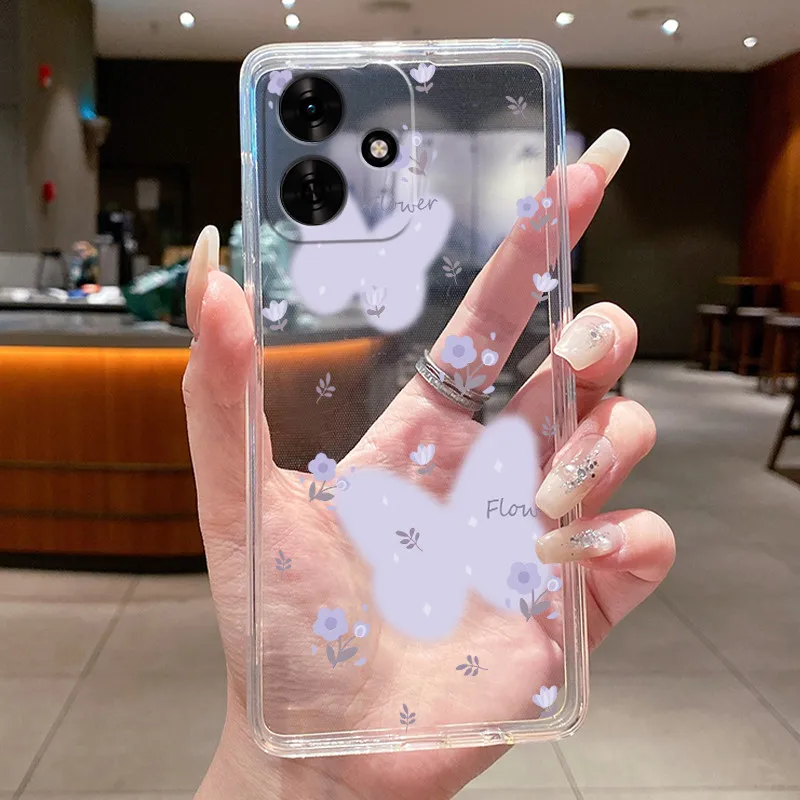 Clear Luxury Fashion Butterfly Flowers Soft TPU Silicone Phone Case