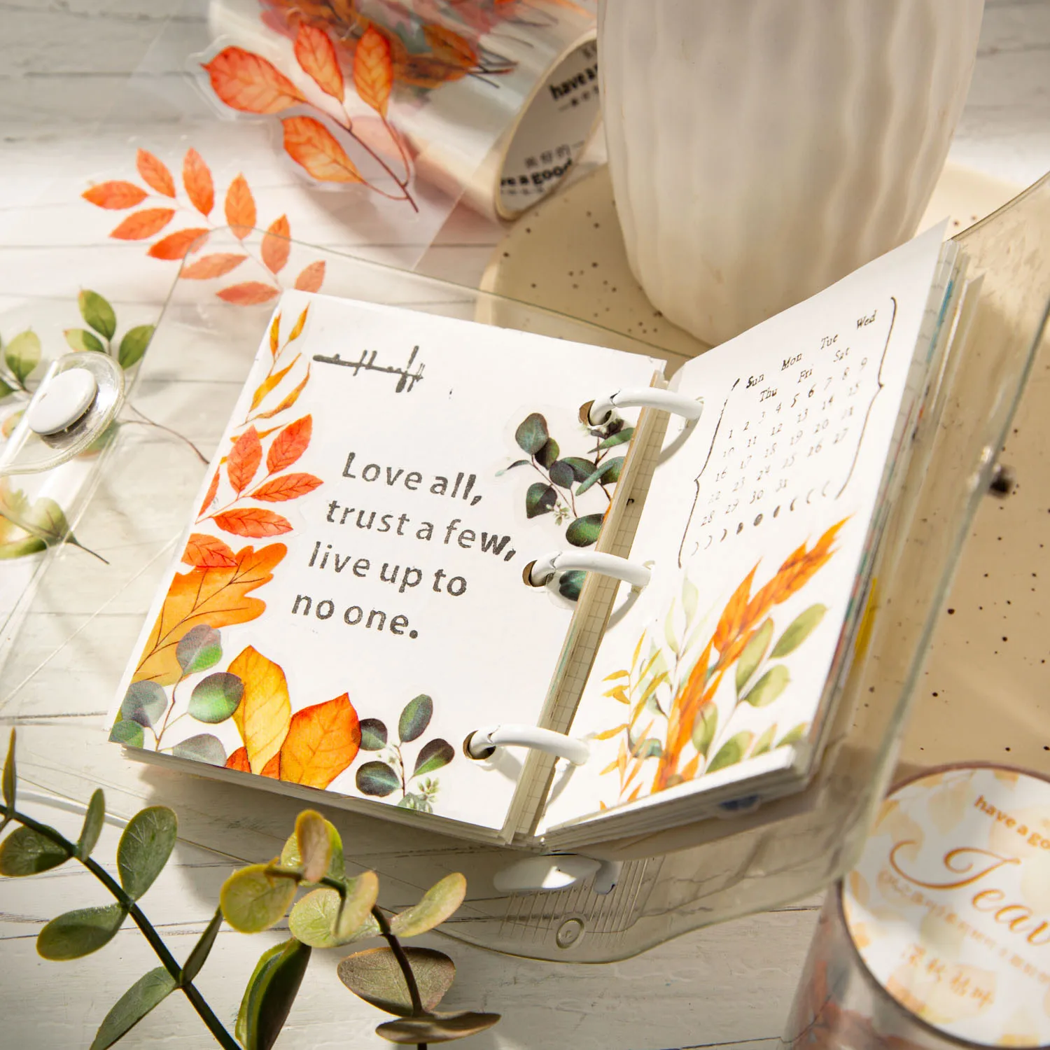Yoofun 6x200cm Autumn Leaves Diary Tape Stickers for Album Label Scrapbooking Journaling Card Making Bottle Decoration 3