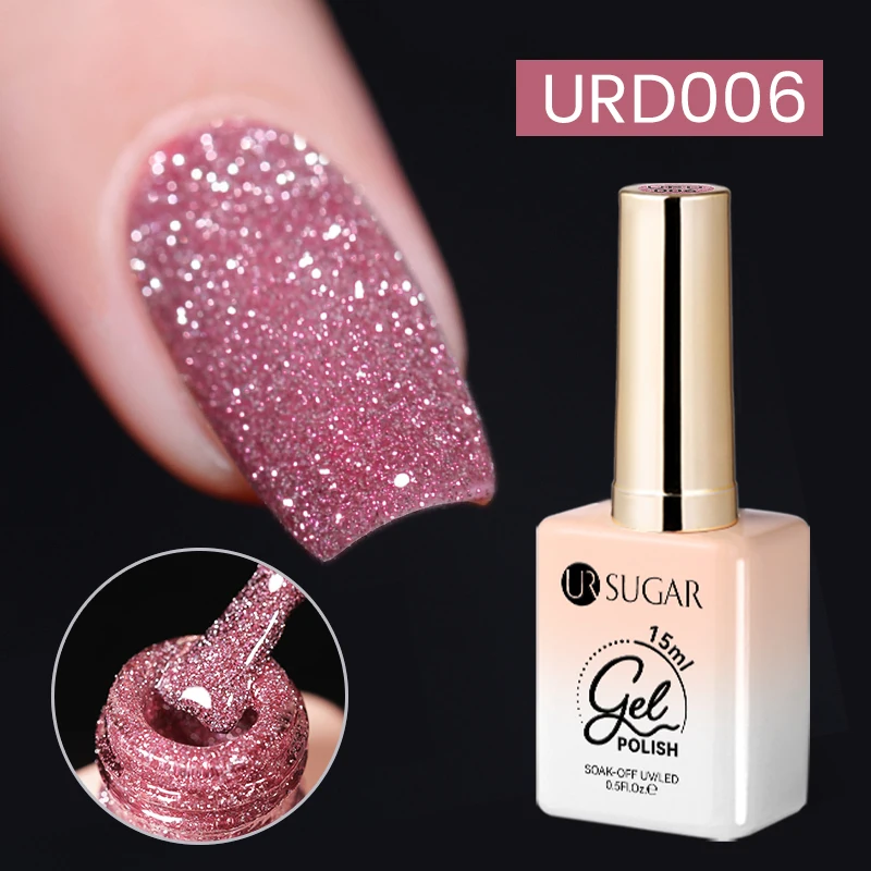 Sparkling Silver Reflective Glitter Nail Gel Polish - 15ml, Long-lasting Shine & UV Soak-off Formula