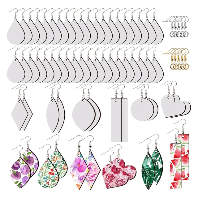 250pcs Sublimation Blanks Products, Sublimation Earring Blanks with Earring Hooks, Jump Rings, Clear Plastic Stud Earrings, Earring Cards for DIY