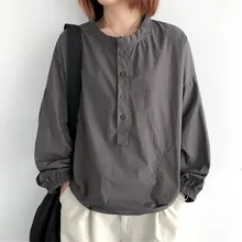 

Women's Blouse Ice Silk Cotton Long Sleeve Shirt Fashion Top Casual Loose New Japan Korean Casual Autumn Spring 2022 Ladies Top