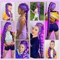 Extensions capillaires synthétiques violettes de 24 pouces, pour tresses au Crochet, tresses queue de cheval Jumbo, coiffure Ru Mi, cheveux multicolores 2